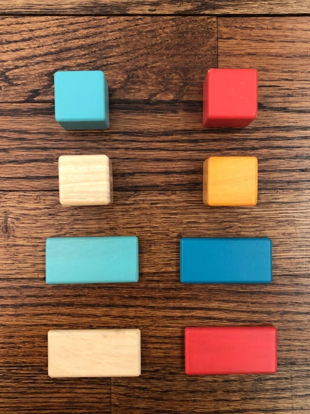 Tegu Original Pocket Pouch Magnetic Wooden Blocks in Sunset, 8 piece set